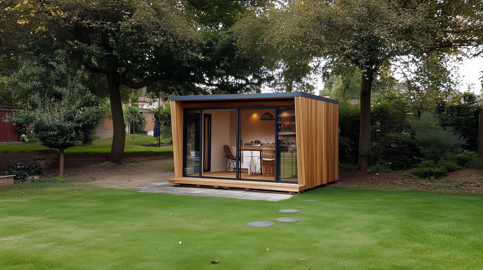 Birch — Duo-pitch SIP garden room Birch Duo-pitch SIP garden room by Green & Glass — exterior and interior view 3 of 4