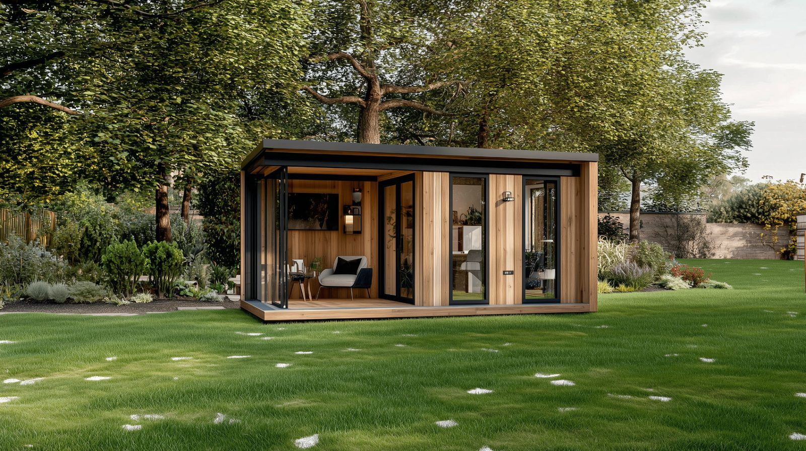 Maple — Mono-pitch SIP garden room Maple Mono-pitch SIP garden room by Green & Glass — exterior and interior view 2 of 4