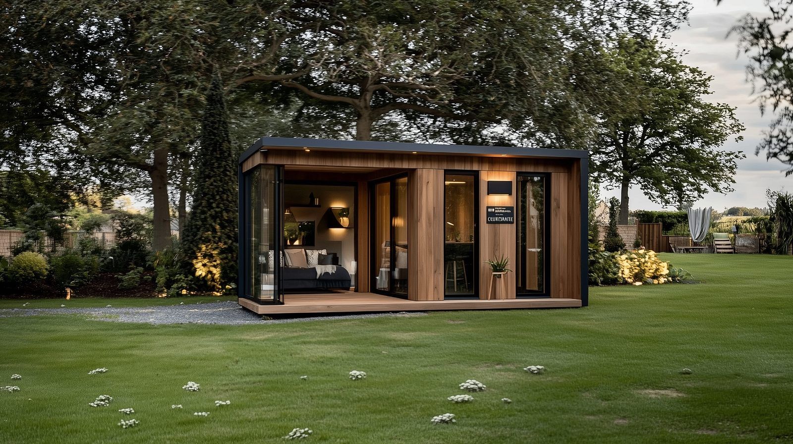 Maple — Mono-pitch SIP garden room Maple Mono-pitch SIP garden room by Green & Glass — exterior and interior view 3 of 4