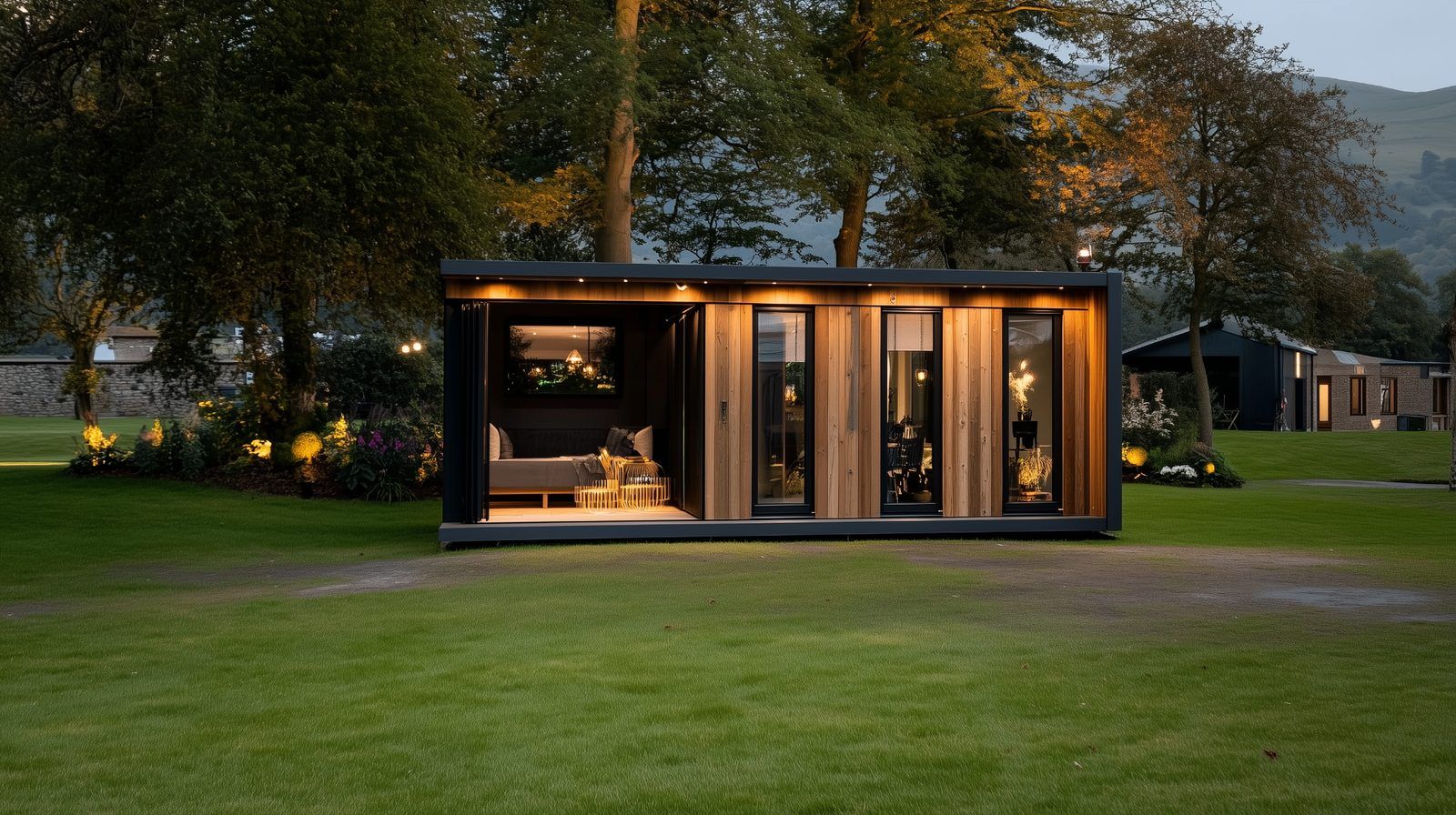 Alder L-shaped SIP garden room by Green & Glass — exterior and interior view 3 of 4