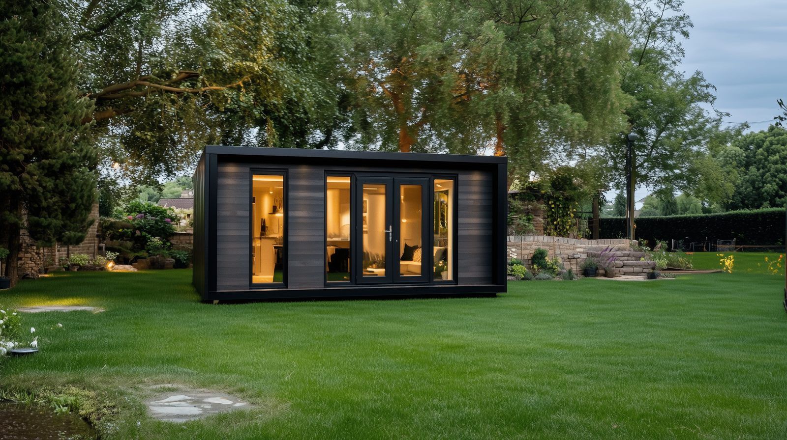 Ash Mono-pitch SIP garden room by Green & Glass — exterior and interior view 3 of 4