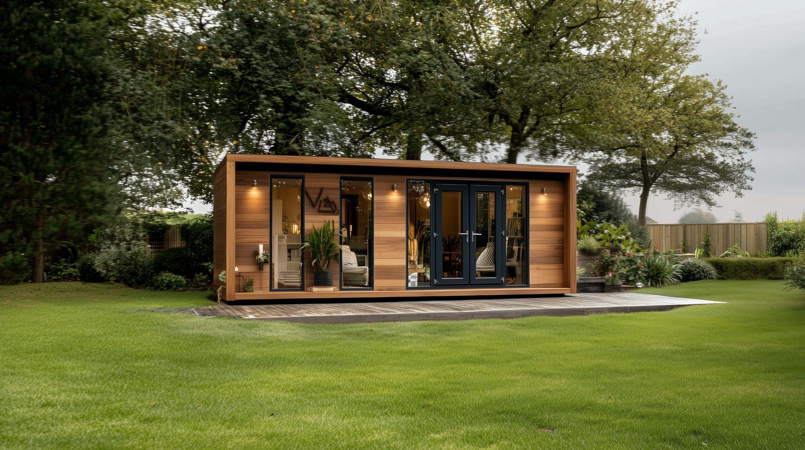 Oak — Duo-pitch SIP garden room Oak Duo-pitch SIP garden room by Green & Glass — exterior and interior view 1 of 4