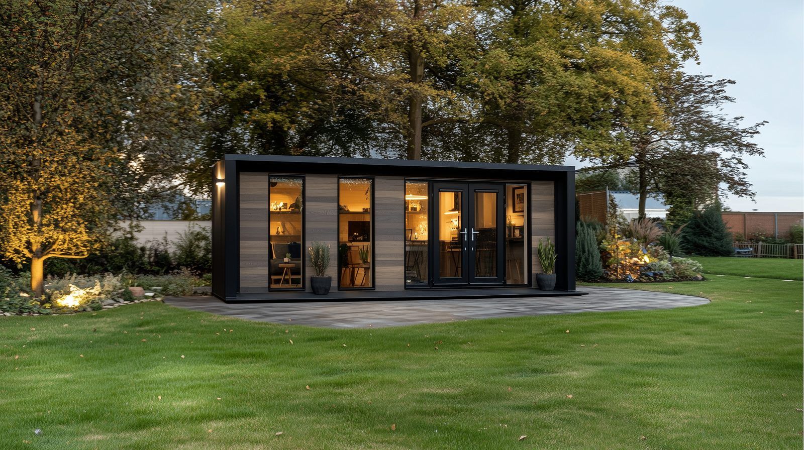 Oak — Duo-pitch SIP garden room Oak Duo-pitch SIP garden room by Green & Glass — exterior and interior view 2 of 4