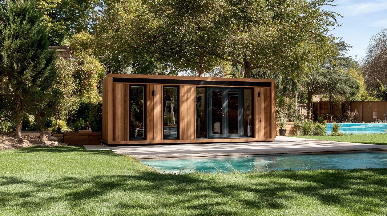 Oak — Duo-pitch SIP garden room Oak Duo-pitch SIP garden room by Green & Glass — exterior and interior view 4 of 4