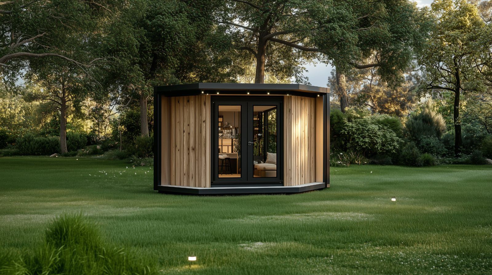 Larch — Mono-pitch SIP garden room Larch Mono-pitch SIP garden room by Green & Glass — exterior and interior view 4 of 4