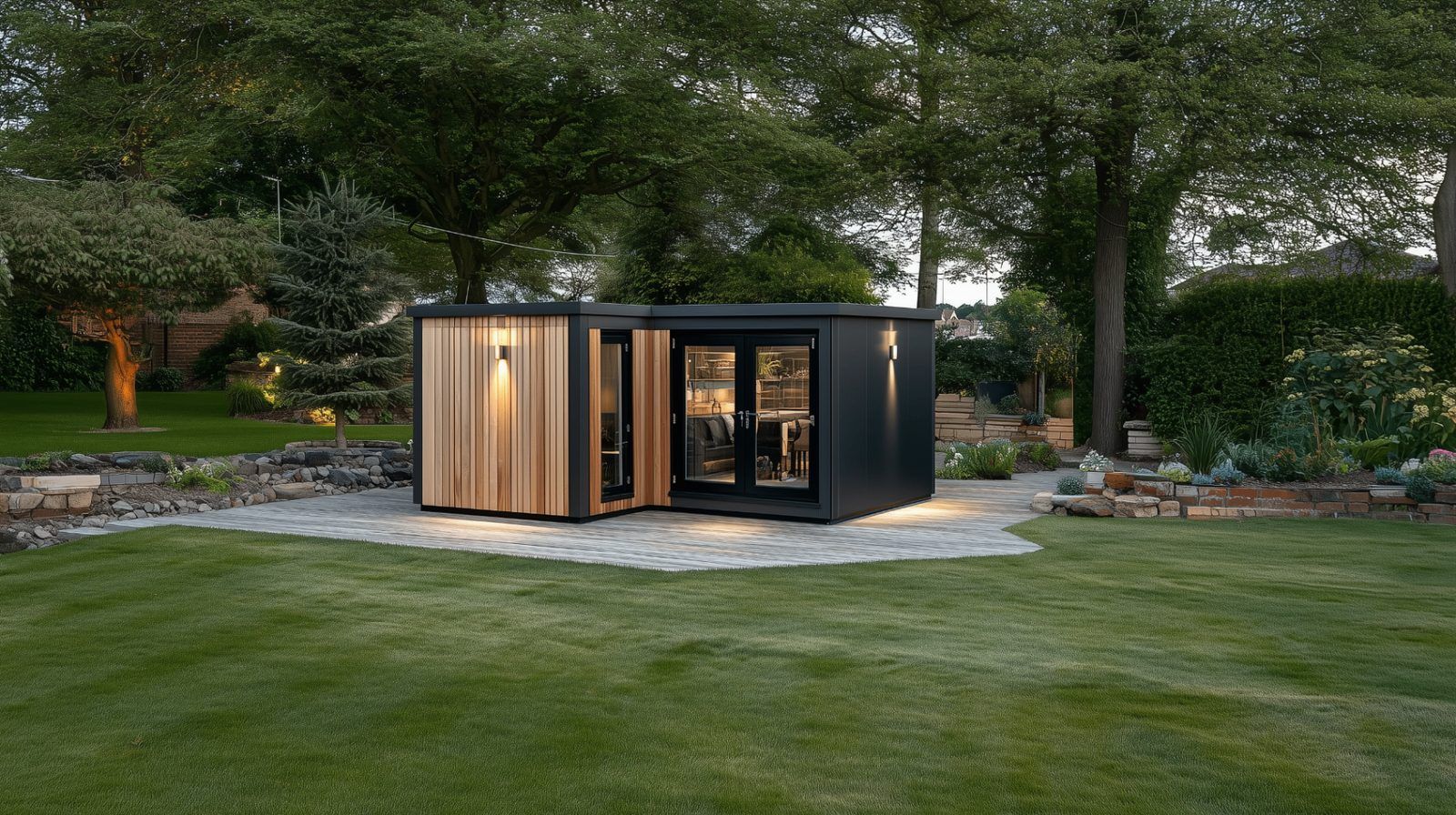 Willow — Mono-pitch SIP garden room Willow Mono-pitch SIP garden room by Green & Glass — exterior and interior view 2 of 4