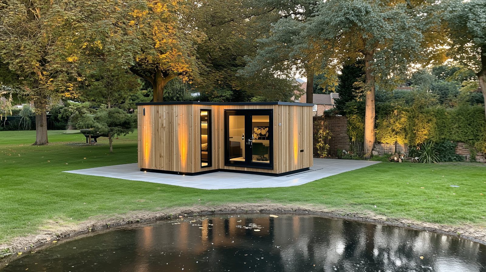 Willow — Mono-pitch SIP garden room Willow Mono-pitch SIP garden room by Green & Glass — exterior and interior view 3 of 4