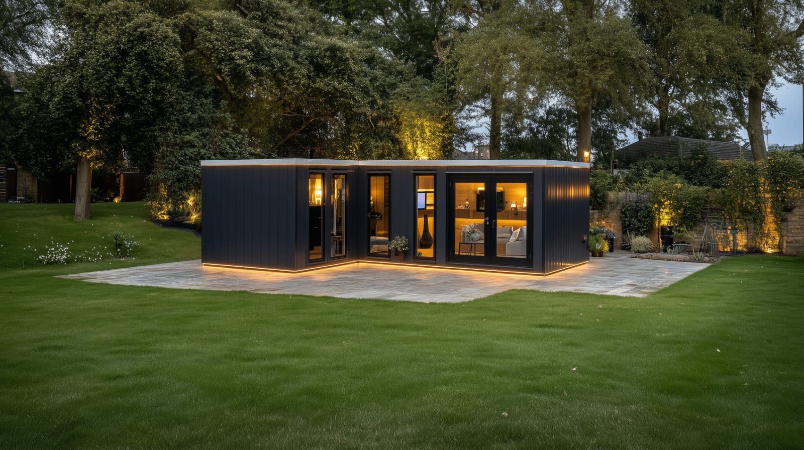Cedar — Flat roof SIP garden room Cedar Flat roof SIP garden room by Green & Glass — exterior and interior view 1 of 4