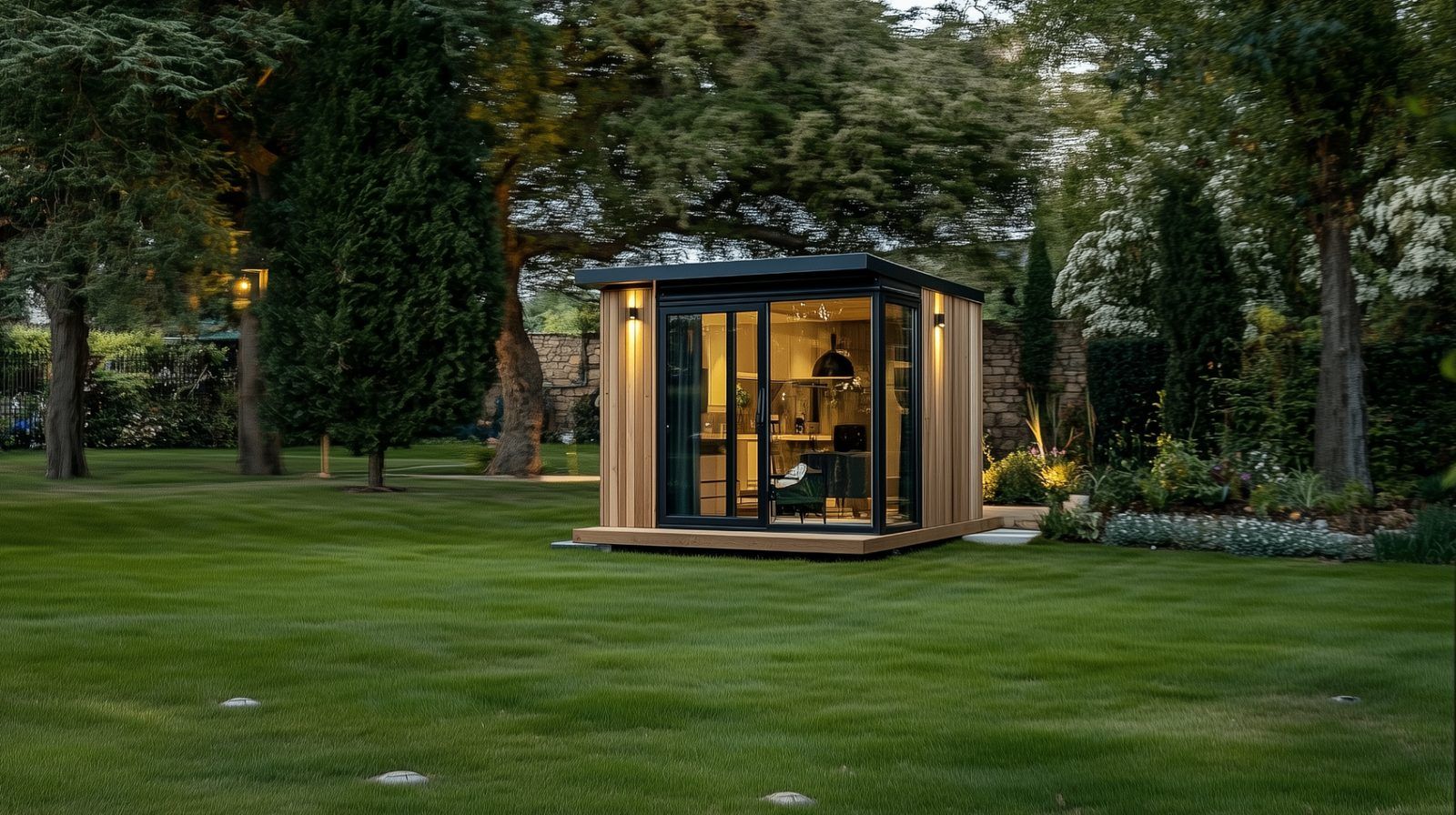 Elm — L-shaped SIP garden room Elm L-shaped SIP garden room by Green & Glass — exterior and interior view 2 of 4